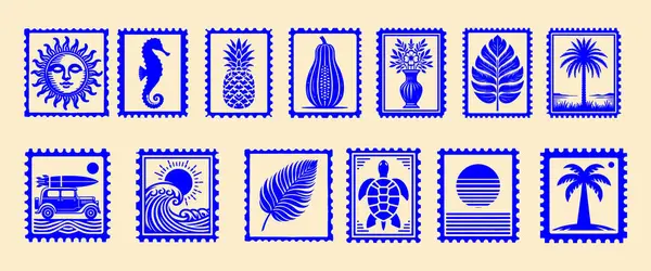 Tropikal yapraklar ve meyveler. vektör illüstrasyonu.