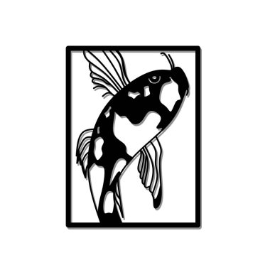 Koi balığı tasarımı sanat duvar dekorasyonu vektör illüstrasyonu