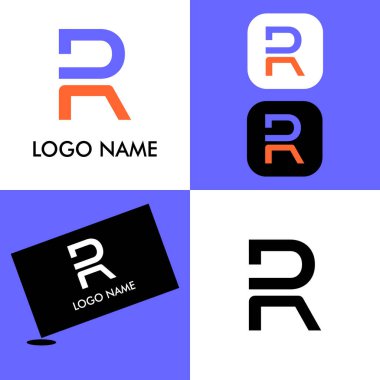 Simple R logo template for company sign. Etc. clipart