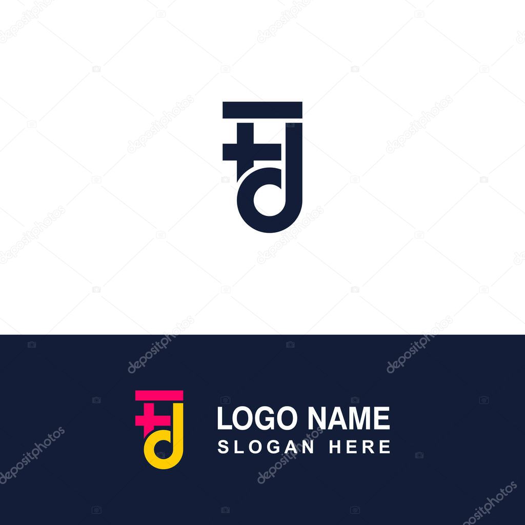 Creative graphic logo with letters FJ.