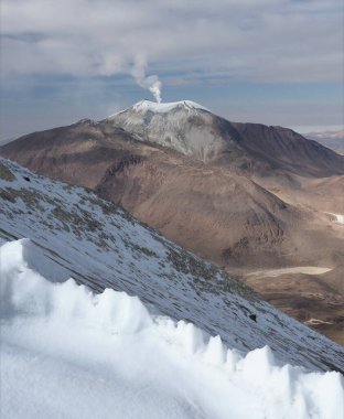 Volcano Cerro Acotango, in Bolivia. Climbing the Cerro Acotango, at border between Bolivia and Chile. 6052 meters high, with stunning views of the volcanoes Sajama and Parinacota.  clipart