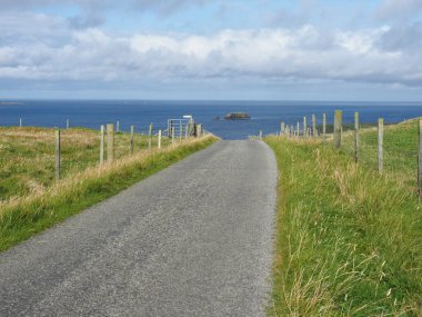 Deniz manzaralı. Deniz manzarası. Shetland Adaları. İskoçya. Shetland, İskoçya 'da Orkney, Faroe Adaları ve Norveç arasında bulunan bir takımadadır. Birleşik Krallık 'ın en kuzeyindeki bölgedir..