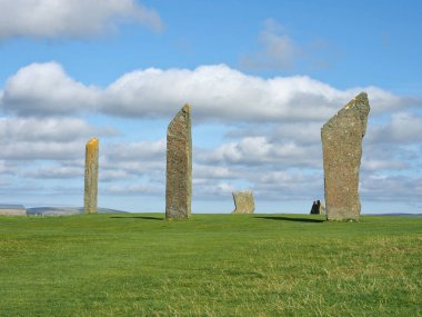 Standing stones of Stenness. Neolithic monument. Orkney Islands. Scotland. This may be the oldest henge site in the British Isles.The Stones of Stenness are part of the Heart of Neolithic Orkney World Heritage Site.  clipart