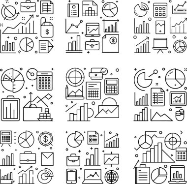 Temel İş Simgesi Profesyonel Projeler, Modern İş Simgeleri ve Profesyonel Grafikler, Sunumlar ve Web siteleri için Kapsamlı İş İkonası Paketi, Yüksek Kaliteli İş Simgeleri Pazarlama ve Markalaştırma için Mükemmel