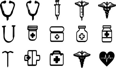 Kapsamlı Tıbbi Simge Seti Sağlık Projeleri için Mükemmel, Klinik ve Hastaneler için Yüksek Kaliteli Tıbbi Simgeler, Sağlık ve Sağlık Uygulamaları için Modern Tıbbi Simge Paketi, İnternet siteleri ve Infographics için Mükemmel