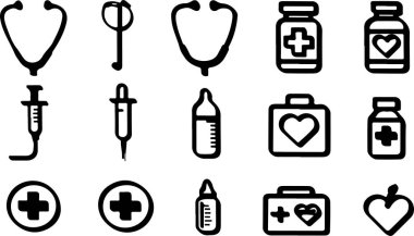 Kapsamlı Tıbbi Simge Seti Sağlık Projeleri için Mükemmel, Klinik ve Hastaneler için Yüksek Kaliteli Tıbbi Simgeler, Sağlık ve Sağlık Uygulamaları için Modern Tıbbi Simge Paketi, İnternet siteleri ve Infographics için Mükemmel