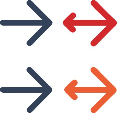 Donanma Mavisi Kırmızı ve Turuncu olmak üzere dört ok, Beyaz Arkaplanda Basit Tasarım