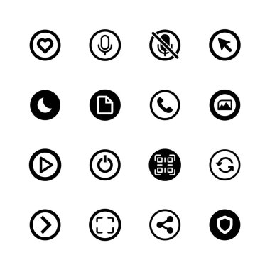 Mobil Uygulama için Düz Vektör Simgeleri Kümesi