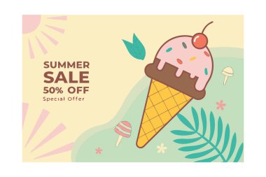 Yaz İndirimli Dondurma Konisi Grafik Tasarımı