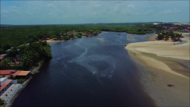 Κηφήνας Άποψη Ενός Παραδείσου Στα Βορειοανατολικά Της Βραζιλίας Παραλία Genipab — Αρχείο Βίντεο