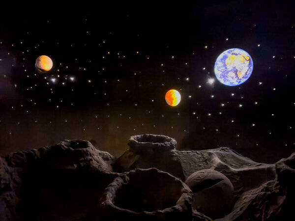 View of space from the moon. Terrifying photo. House of terror of San Sebastian