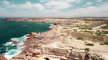 Carrapateira Algarve Portekiz 'deki Sahil, Deniz ve Kayaların Hava Görüntüsü