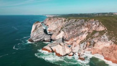 Cabo da Roca Lizbon 'daki Deniz, Plaj, Uçurum ve Kayaların Hava Görüntüsü