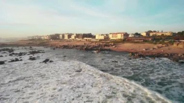 Praia de Salgueiros Sahili 'nin havadan görünüşü 