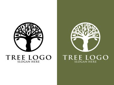 Ağaç ve kökler logo tasarımı vektörü izole, soyut mangrov ağaç logosu tasarımı