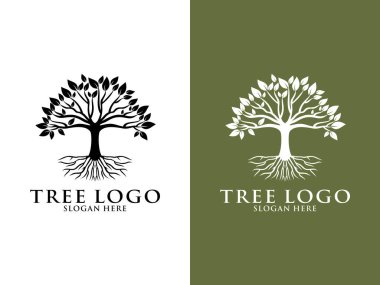 Ağaç ve kökler logo tasarımı vektörü izole, soyut mangrov ağaç logosu tasarımı