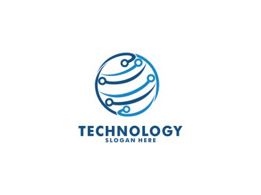 Yenilikçi teknoloji logo konseptini başlat, yuvarlak amblem, çözüm sembolü, beyaz arka planda izole edilmiş vektör logosu