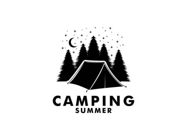 Kamp ve açık hava macera logosu. Kamp logosu tasarım şablonu