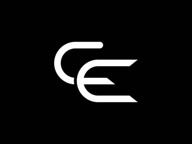 CE harfi kaligrafik asgari monogram biçim vektör logosu