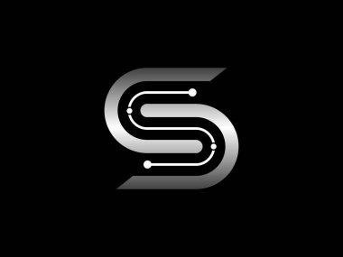 S harfi kaligrafik asgari monogram biçim vektör logosu