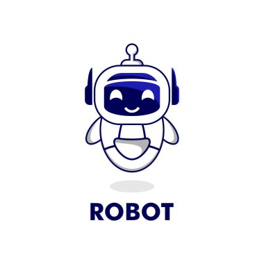 Robot ya da robot logosu. modern sohbet otomatik teknoloji logo tasarım vektör şablonu