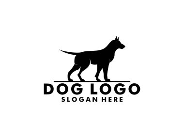 Dog logo vector, simple minimal dog care logo design, silhouette dog logo clipart