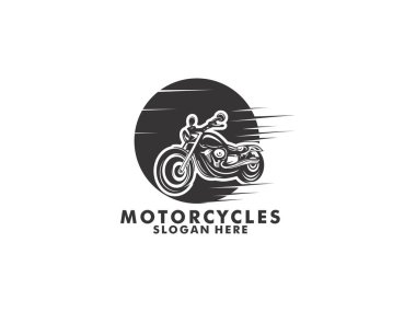 Siyah ve beyaz renkli Kanat logosu olan motosiklet Vintage izole edilmiş vektör illüstrasyonu