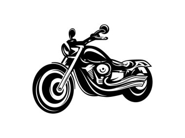 Siyah ve beyaz renkli Kanat logosu olan motosiklet Vintage izole edilmiş vektör illüstrasyonu