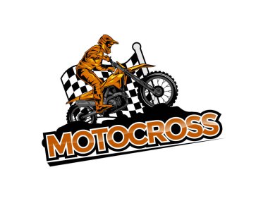 Basit motokros logosu tasarımı, Illustration Motocross logo şablonu