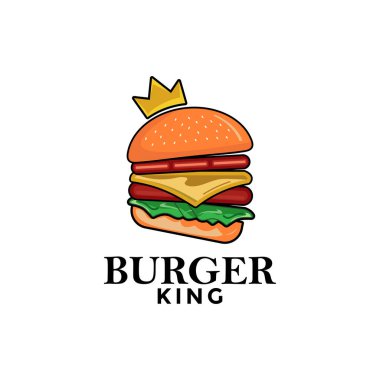 Hamburger logosu tasarım vektör şablonu, Fast food düz logo modern tasarım illüstrasyonu