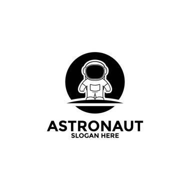 astronot vektör logo simgesi, illüstrasyon astronotu veya uzay logo tasarım şablonu