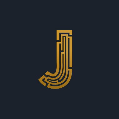 Basit J harfli monogram şablon vektörü seti