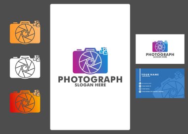 Kartvizit vektör şablonlu kamera fotoğraf logosu, fotoğraf logosunu ayarla