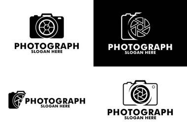 Kamera fotoğraf logosu vektör şablonu, fotoğraf logosunu ayarla