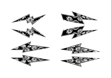 Spor çizgileri, araba etiketleri siyah renk. Akort için yarış çıkartmaları.