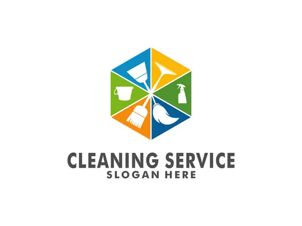 Temiz Servis Logosu Şablonu Tasarımı. Simge veya Tasarım Konsepti için Yaratıcı Vektör Amblemi.