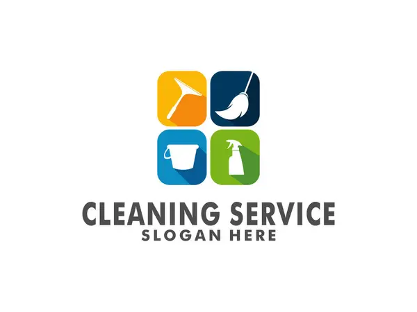 Temiz Servis Logosu Şablonu Tasarımı. Simge veya Tasarım Konsepti için Yaratıcı Vektör Amblemi.