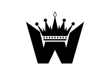 Alfabe harfleri. Baş harfler. Monogram logosu W ve taç.