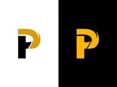 Kimlik şirketi için P logosu enerji vektörü. Markanız için ilk harf volt şablon çizimi.