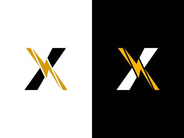 Kimlik şirketi için X logo enerji vektörü. Markanız için ilk harf volt şablon çizimi.