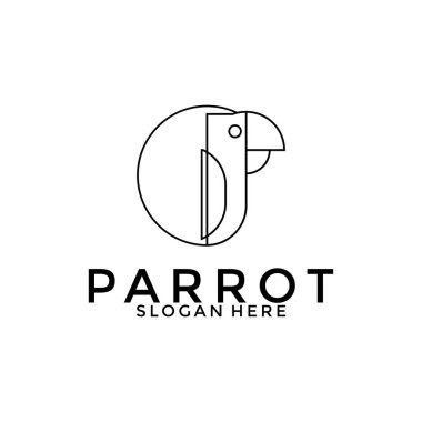 Yaratıcı Papağan logo vektörü, Line Art Bird logo tasarım şablonu