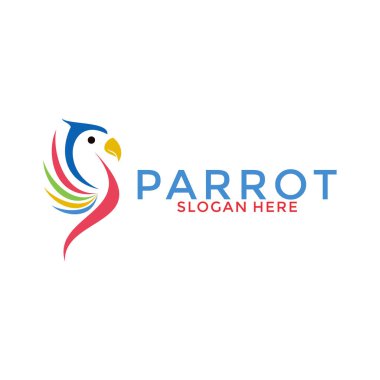 Yaratıcı Papağan logo vektörü, Renkli Kuş logo tasarım şablonu