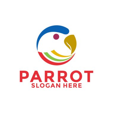 Yaratıcı Papağan logo vektörü, Renkli Kuş logo tasarım şablonu