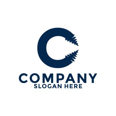 İlk harf C matkap logo vektörü, Drill Logo tasarım şablonu ile ilk harf