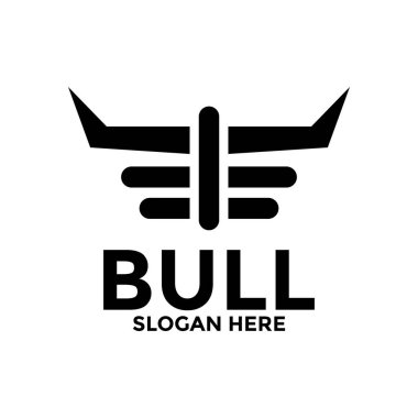 Soyut baş logosu, basit kafa boğası, kafa ve boynuz logo şablonu