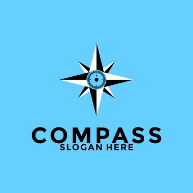 pusula logo tasarım vektörü, yaratıcı fikir pusulası veya navigasyon logo şablonu