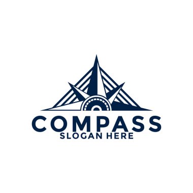 pusula logo tasarım vektörü, yaratıcı fikir pusulası veya navigasyon logo şablonu