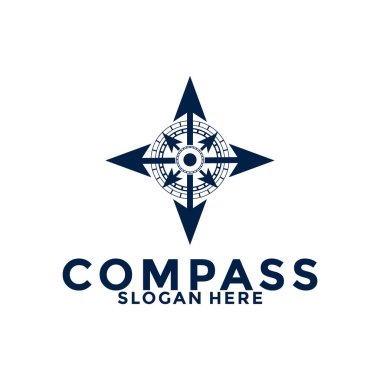 pusula logo tasarım vektörü, yaratıcı fikir pusulası veya navigasyon logo şablonu