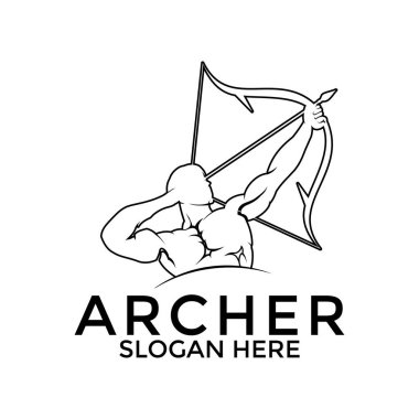 Archer logo vektörü, yaratıcı okçu çizgisi sanat logosu tasarım şablonu