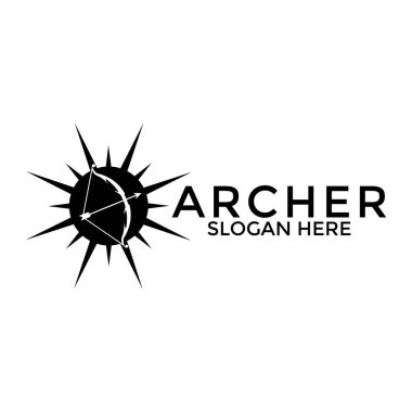 Archer Sun logo vektörü, güneş logosu dizayn şablonlu yaratıcı okçu